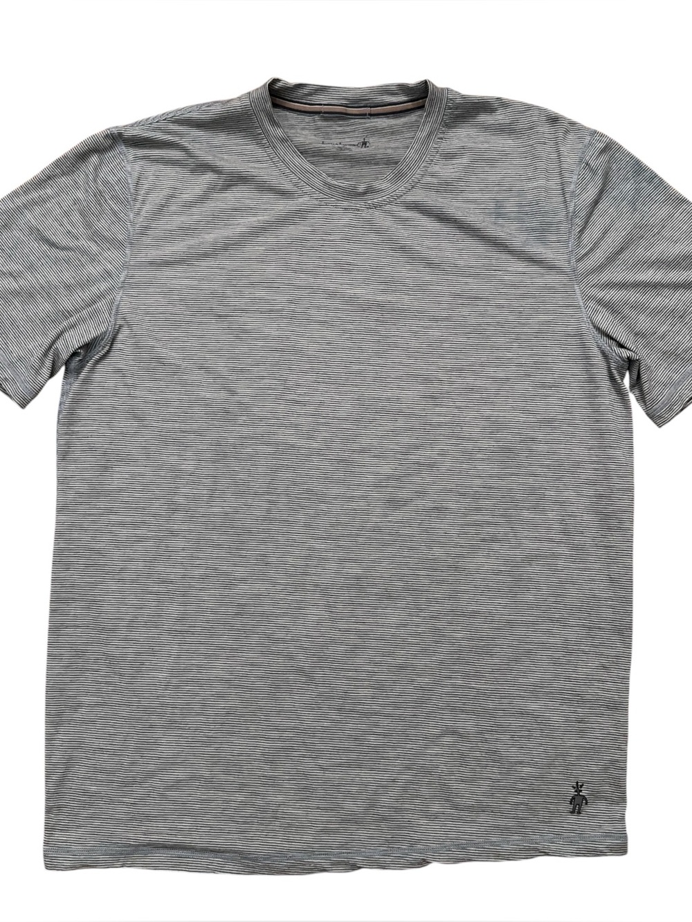 Smartwool T-Shirt Womens L Short Sleeve Crewneck Merino Wool Gray Striped